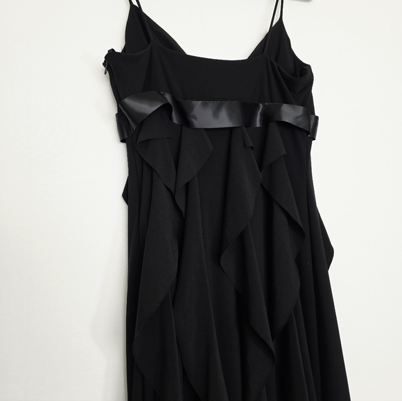 Cache Spaghetti Straps Waterfall Ruffles Black Formal Long Dress Women's Size 10 - Picture 9 of 11